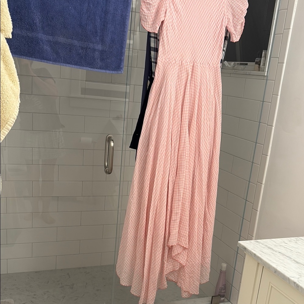 LoveShackFancy pink Checkered Maxi Dress